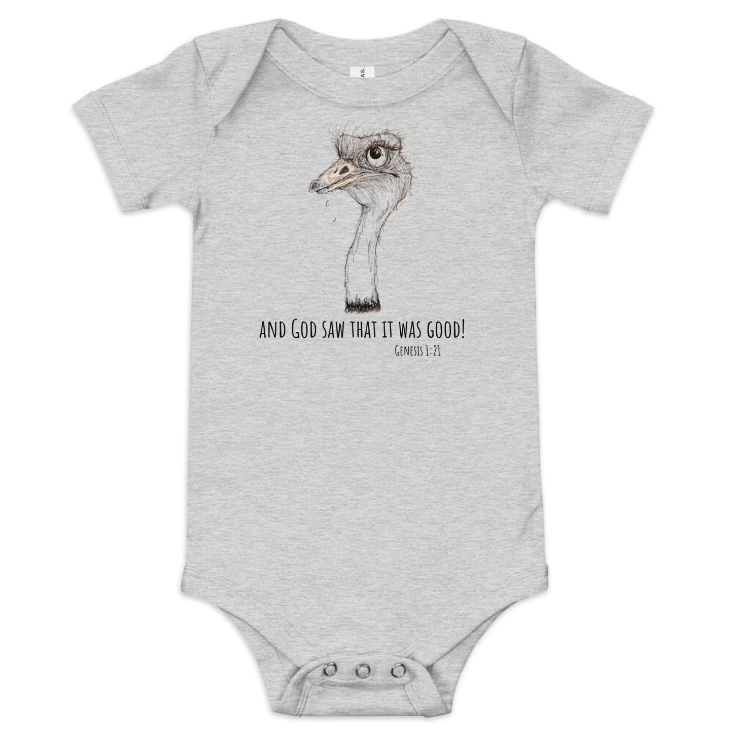 God Said "Ostrich" Baby short sleeve one piece