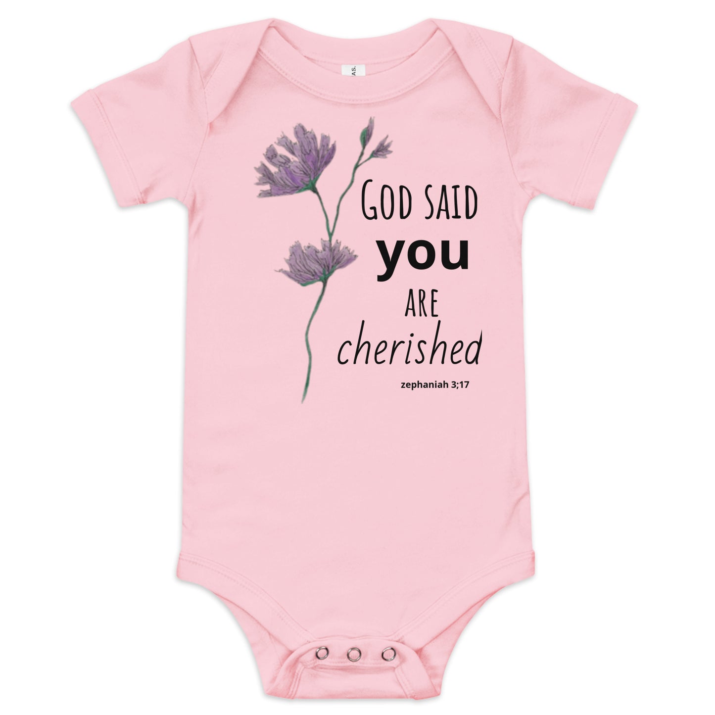 God Said "You are Cherished" Baby short sleeve one piece