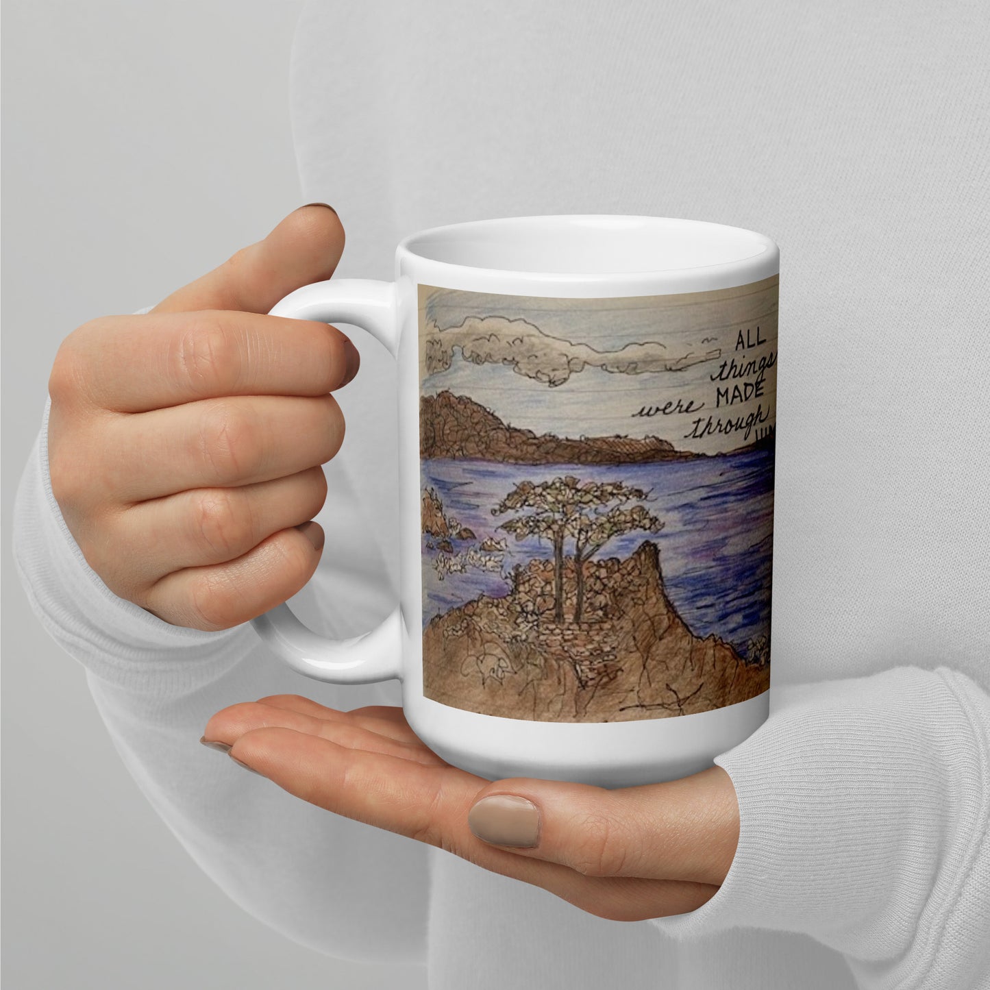 God Said - God Created all Things - White glossy mug