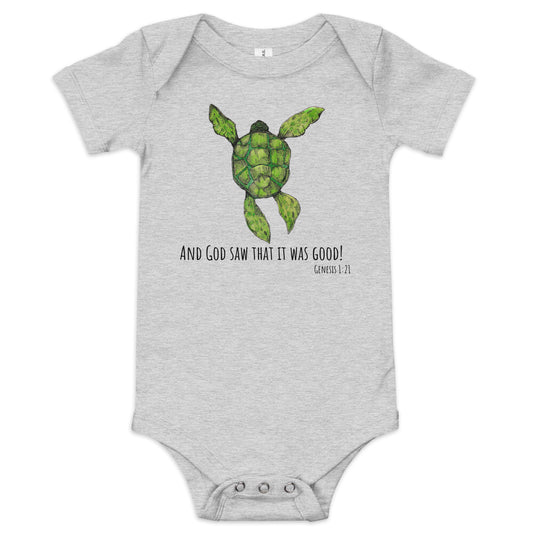 God Said "Turtle" Baby short sleeve one piece