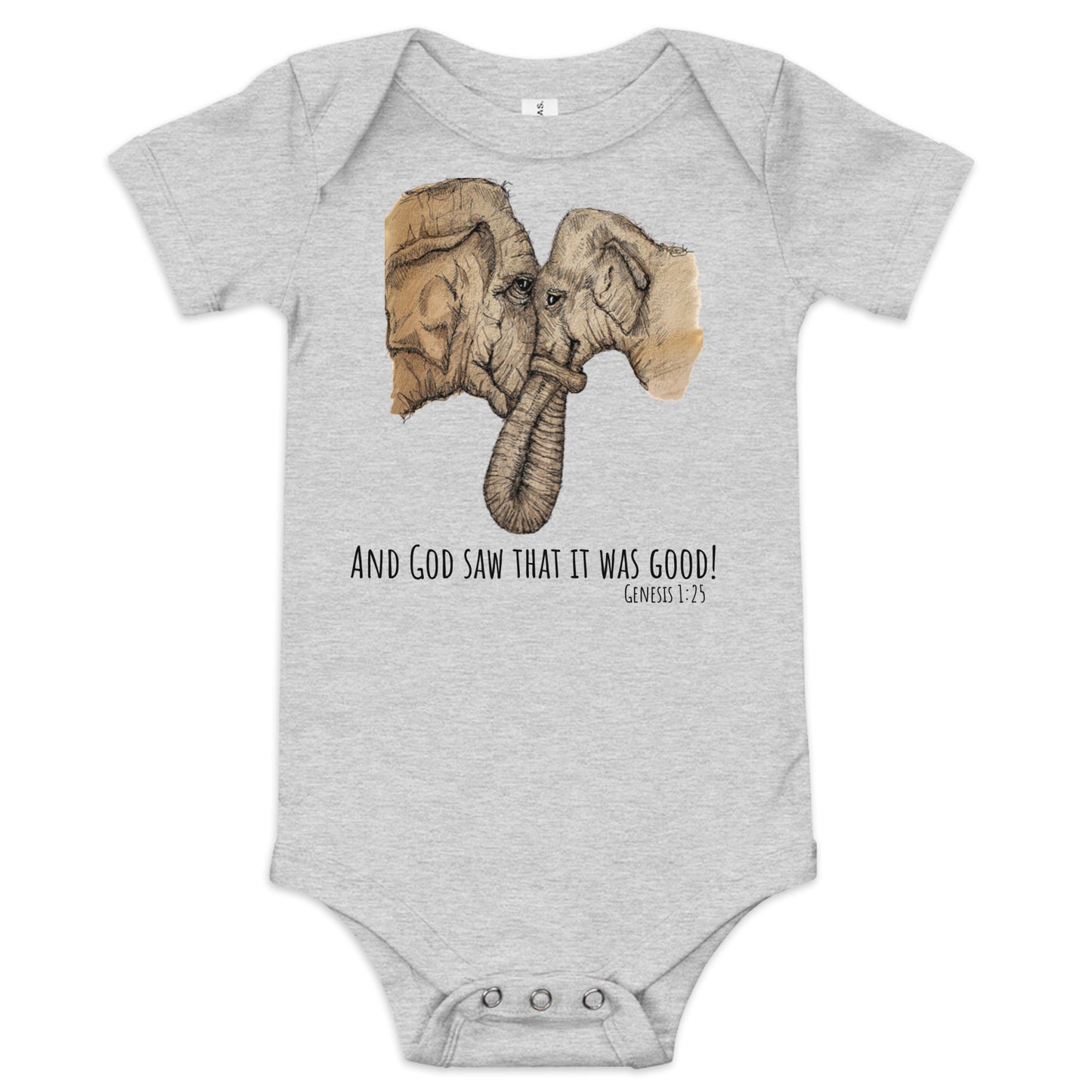 God Said "Mama and Baby Elephant" Baby short sleeve one piece
