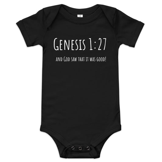God Said "Genesis 1:27" Baby short sleeve one piece