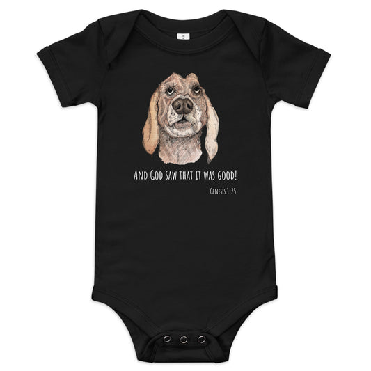 God Said "Hound Dog" Baby short sleeve one piece