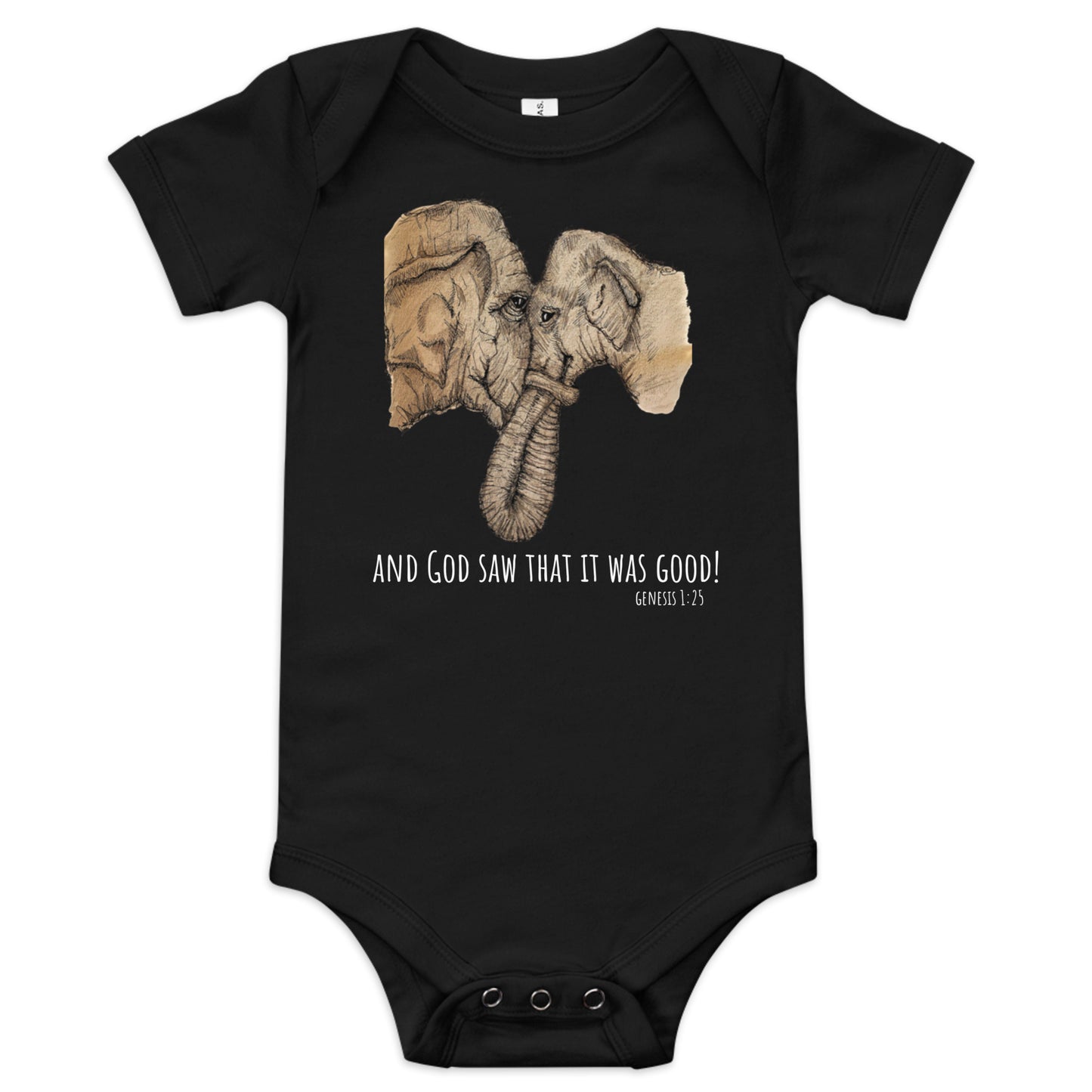 God Said "Mama and Baby Elephant" Baby short sleeve one piece