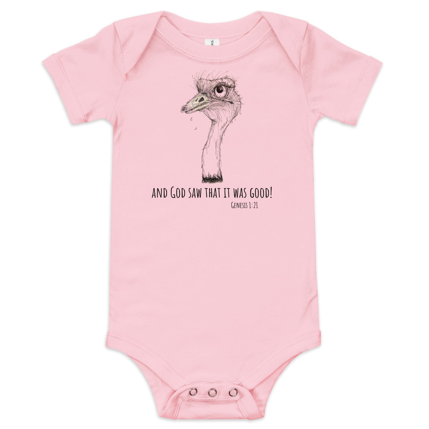God Said "Ostrich" Baby short sleeve one piece