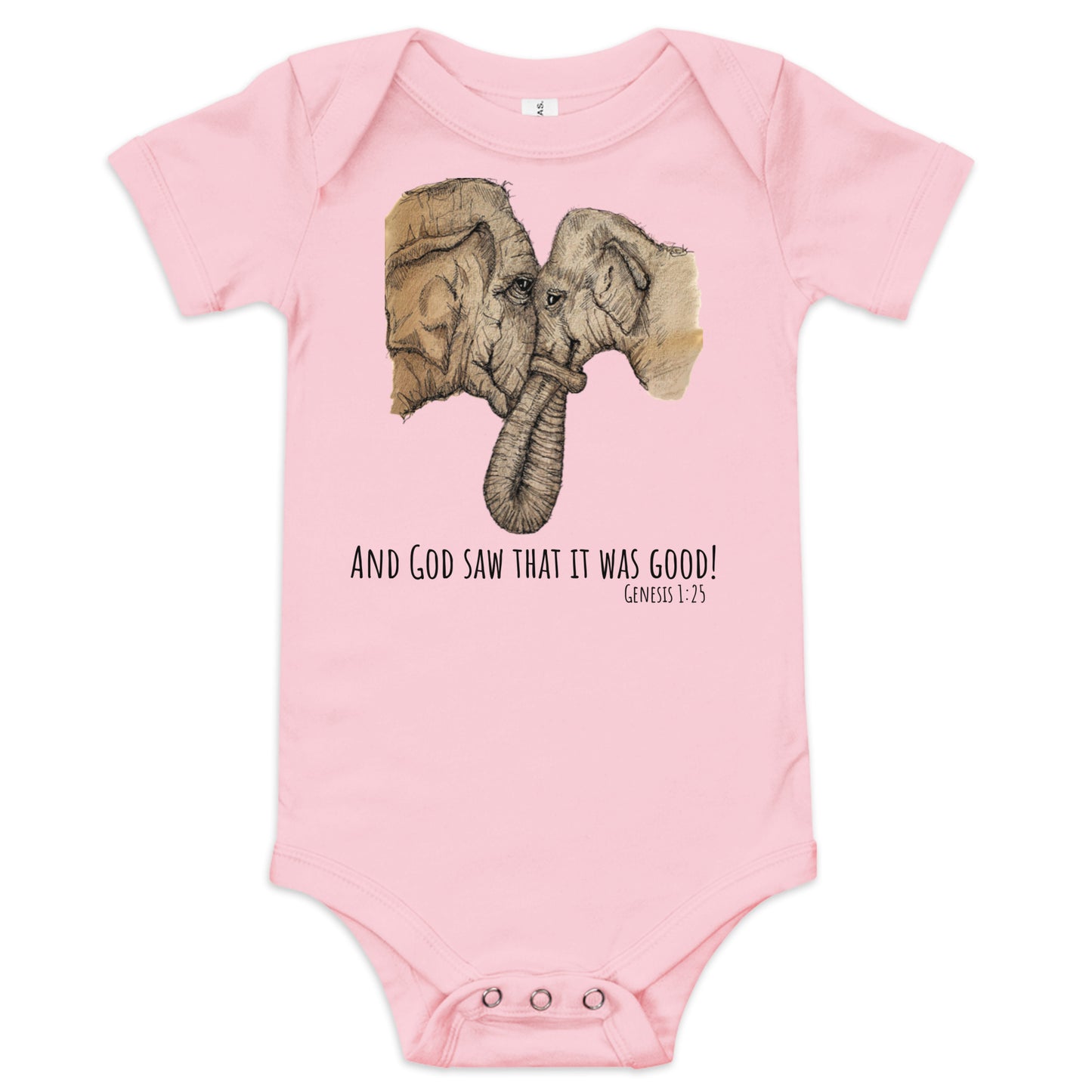 God Said "Mama and Baby Elephant" Baby short sleeve one piece