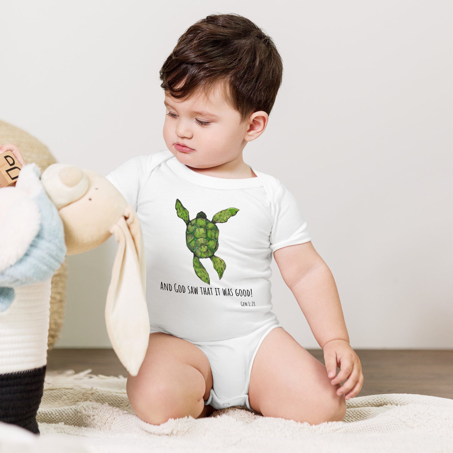 God Said "Turtle" Baby short sleeve one piece