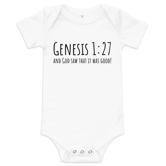 God Said "Genesis 1:27" Baby short sleeve one piece