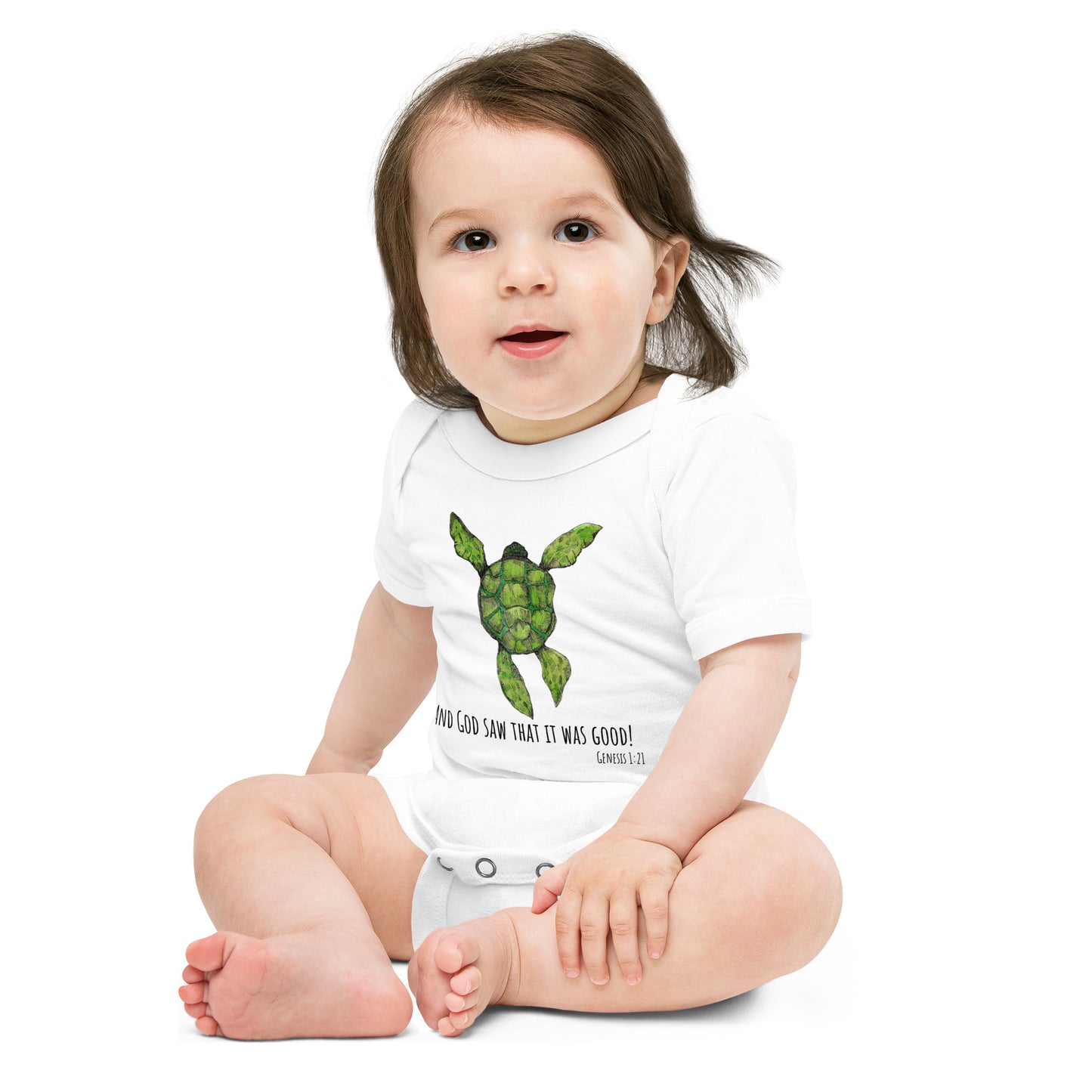 God Said "Turtle" Baby short sleeve one piece