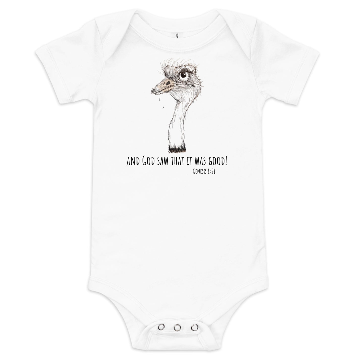 God Said "Ostrich" Baby short sleeve one piece
