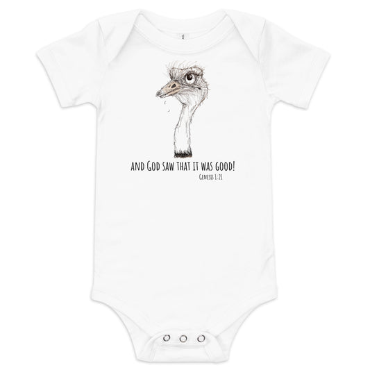 God Said "Ostrich" Baby short sleeve one piece