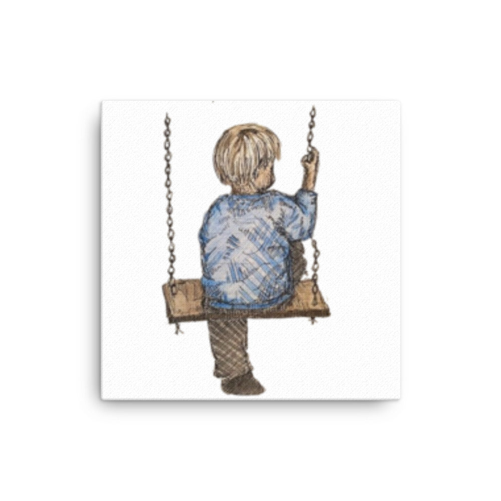 God Said "Boy on Swing" 12" X 12" Canvas