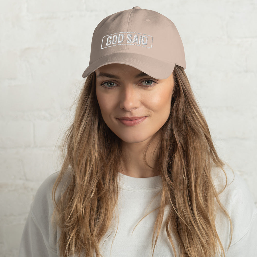 God Said "You Are Loved" Dad Hat (White Stitching)