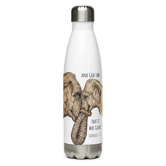 God Said "Elephants"- Stainless steel water bottle